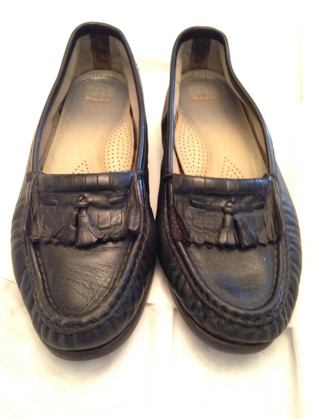 SAS Comfort Women's Leather Shoes Black Slip on Tassel Loafers Size 7